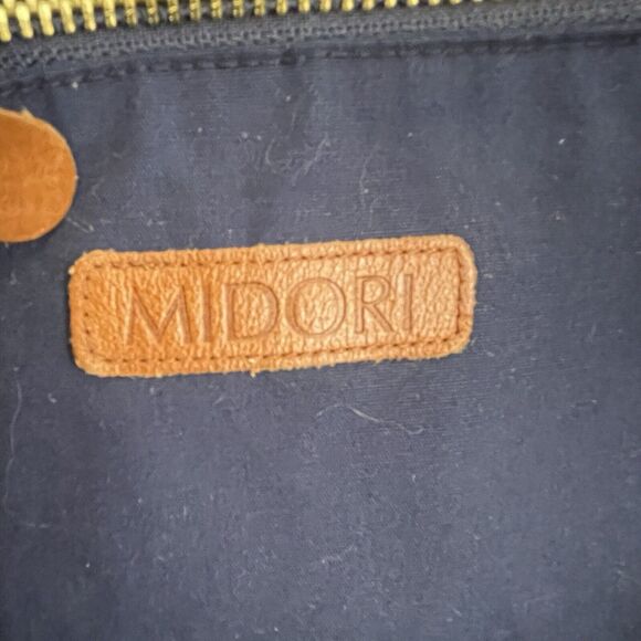 MIDORI Los Angeles Havana Striped Canvas Tote Bag Leather Straps African Print - Picture 10 of 12